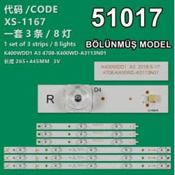 Wkset-6017 36822X3 K400Wdd1 Mi̇ni̇ A1 4708-K400Wd-A1113N01 3 Adet Led Bar