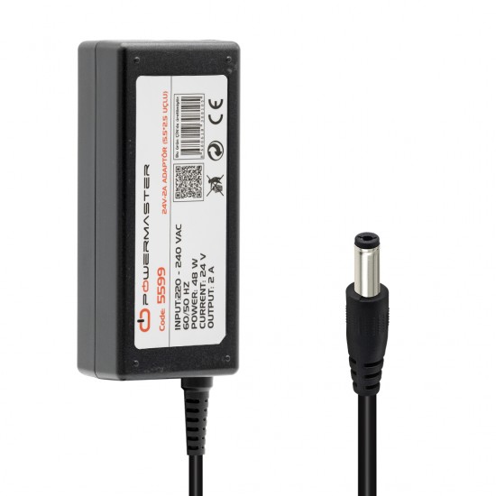 Powermaster Pm-5599 24 Volt - 2 Amper 5.5*2.5 Mm Uçlu Plasti̇k Kasa Masaüstü Adaptör