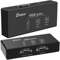 Powermaster Dtech Df-2502 2 Port Vga Splitter Dağitici Plasti̇k Kasa (250Mhz - 1920X1080)