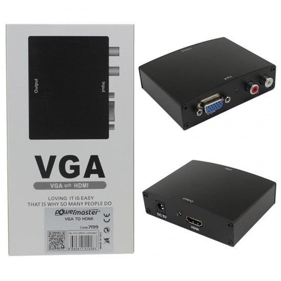Powermaster Pm-7199 Vga To Hdmi Dönüştürücü Adaptörlü Powermaster Pm-7199 Vga To Hdmi Dönüştürücü Adaptörlü