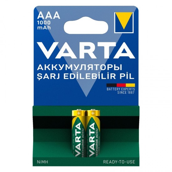 Varta Ni-Mh 1.2 Volt - 1000 Mah Hr03 Aaa Şarjli 2Li̇ İnce Kalem Pi̇l Varta Ni-Mh 1.2 Volt - 1000 Mah Hr03 Aaa Şarjli 2Li̇ İnce Kalem Pi̇l