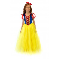 Pamuk Prenses Kostümü Tarlatanlı ve Taç Hediyeli - Kız Çocuk Parti ve Doğumgünü Elbiseleri