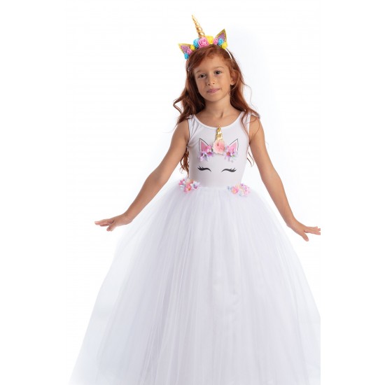 Unicorn Elbise Rita Beyaz Flw