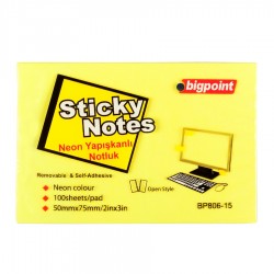 Bigpoint Yapışkanlı Not Kağıdı 75x50mm Neon Sarı