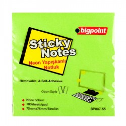 Bigpoint Yapışkanlı Not Kağıdı 75x75mm Neon Yeşil