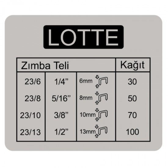 Lotte Zımba Makinesi Arşiv Tipi 100 Yaprak