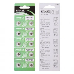 Komax Ag-0 Alkali̇n Lr521/379 Düğme Pi̇l (10Lu Paket)