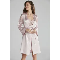 Kadın Saten Gecelik Sabahlık Altılı Set Senza Homewear 6955