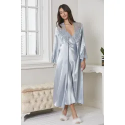Kadın Saten Gecelik Sabahlık Altılı Set Senza Homewear 6425