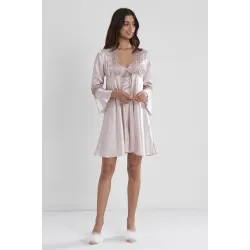 Kadın Saten Gecelik Sabahlık Altılı Set Senza Homewear 6325