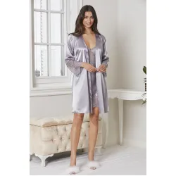 Kadın Saten Gecelik Sabahlık Altılı Set Senza Homewear 6015