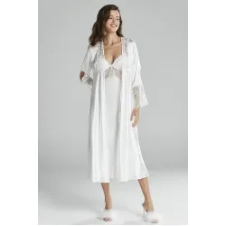 Kadın Saten Gecelik Sabahlık Altılı Set Senza Homewear 6620