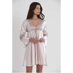 Kadın Saten Gecelik Sabahlık Altılı Set Senza Homewear 6325