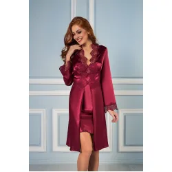 Kadın Saten Gecelik Sabahlık Altılı Set Senza Homewear 6335