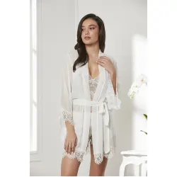 7005 Kadın Saten Çeyiz Seti 4 Parça Senza Store Gecelik Takımı Dörtlü
