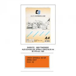 ALEX SPR ESKİZ BLOK 90GR A4 60YP DIK ALX-820