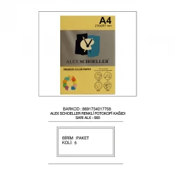 ALEX RENKLİ FOTOKOPİ KAĞ.A4/500/80GR SARI MND 160 ZG34