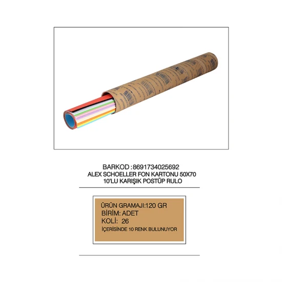 ALEX FON KARTONU 13002 120GR 50X70 10 RENK RULO ALEX FON KARTONU 13002 120GR 50X70 10 RENK RULO