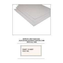ALEX MAKET KARTONU 50X70 BEYAZ KÖPÜKLÜ 2MM ALX-3052