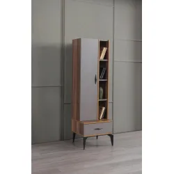 Defne Ahşap Kapaklı Raflı Çekmeceli Kitaplık 50x45x165