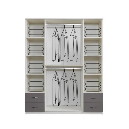 Bella 4 Kapılı Gardırop Aynalı Çekmeceli 170x55x210 Bella 4 Kapılı Gardırop Aynalı Çekmeceli 170x55x210