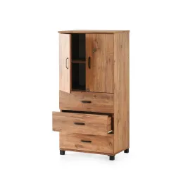 Çok Amaçlı Dolaplı Şifonyer 3 Çekmeceli Kapaklı 60x44x127cm