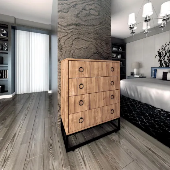 Ferforje Ahşap Tarz 4 Çekmeceli Şifonyer 80x41x103cm Ferforje Ahşap Tarz 4 Çekmeceli Şifonyer 80x41x103cm