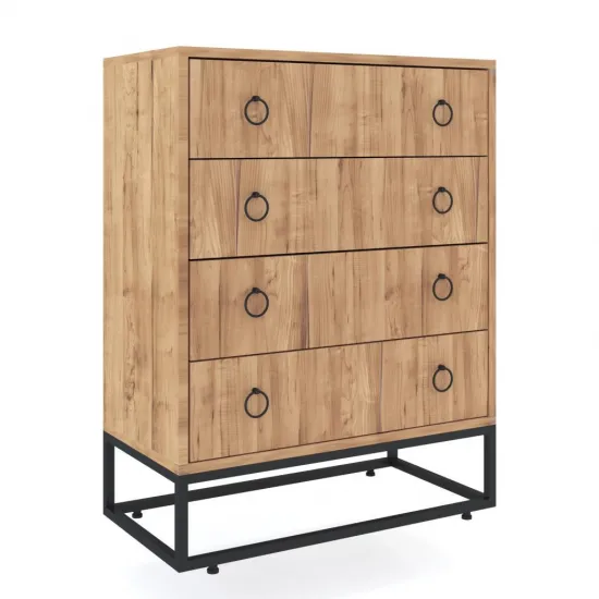 Ferforje Ahşap Tarz 4 Çekmeceli Şifonyer 80x41x103cm Ferforje Ahşap Tarz 4 Çekmeceli Şifonyer 80x41x103cm