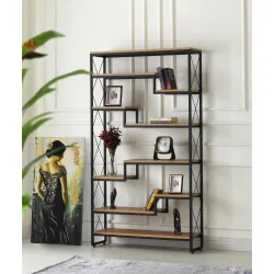 Labirent Dekoratif Metal Ahşap Kitaplık 100x30x183