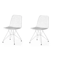Metal Telli Mutfak Cafe Ofis Bahçe Sandalyesi 2li Set