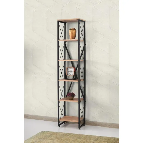 Modern Tarz Ahşap Metal 5 Raflı Kitaplık 40x30x180 Modern Tarz Ahşap Metal 5 Raflı Kitaplık 40x30x180