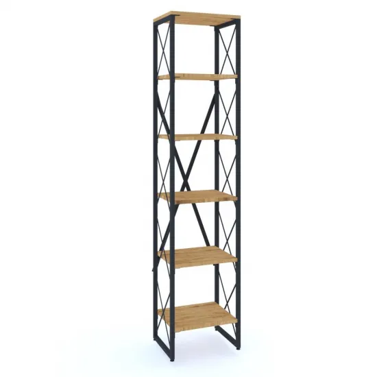 Modern Tarz Ahşap Metal 5 Raflı Kitaplık 40x30x180 Modern Tarz Ahşap Metal 5 Raflı Kitaplık 40x30x180