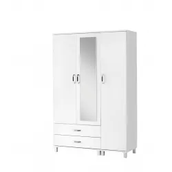 Buket Aynalı 3 Kapılı 2 Çekmeceli Gardırop Elbise Dolabı 120x46x189