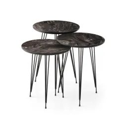 Smart Mdf Modern Tarz 3'lü Yuvarlak Zigon Sehpa Köşe