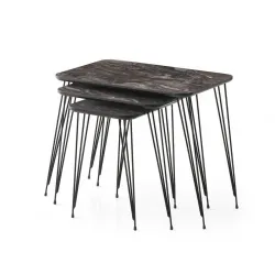 Smart Mdf Modern Tarz Dikdörtgen 3'lü Zigon Sehpa