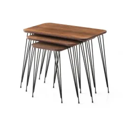 Smart Mdf Modern Tarz Dikdörtgen 3'lü Zigon Sehpa