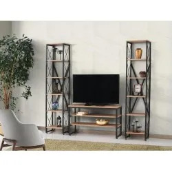 Stil Modern Tarz Tv Sehpası+Yan Kitaplık Raf Dekoratif Tv Ünitesi