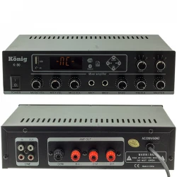 Köni̇g K-80 Mi̇ni̇-80W 100V/70V/4-16 Ohm Usb/Sd/Bluetooth/2 Bölgeli̇ 2 Mi̇k Gi̇ri̇ş Trafolu Anfi̇