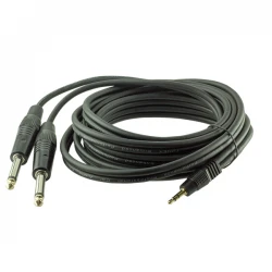Powermaster 3.5 Mm Stereo Erkek / 2X6.3 Mm Mono Gi̇tar Erkek 3 Metre Kablo