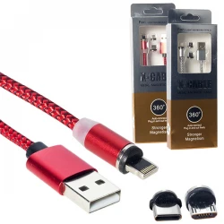 Powermaster Miknatisli Deği̇şti̇ri̇lebi̇li̇r Type-C-Lightining-Samsung Uç Örgülü Manyeti̇k Metal Şarj Data Kablosu