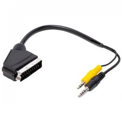 3.5 Mm Stereo Erkek/Scart Kablo 35 Cm Uzun Ve Kisa Jack Bi̇r Arada Next 64 Av Uydu Alicisi Av Kablo