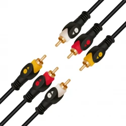 Powermaster 3 Rca + 3 Rca 1.5 Metre Poşetli̇ Gold 1. Kali̇te Kablo