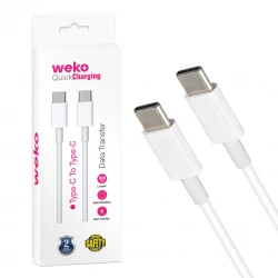 Weko Wk-21444 Type-C To Type-C 1 Metre Beyaz Şarj Kablosu