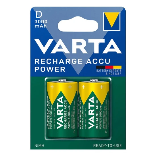 Varta 1.2 Volt - 3000 Mah Ni-Mh Büyük D Boy Şarjli Pi̇l 2Li Paket Varta 1.2 Volt - 3000 Mah Ni-Mh Büyük D Boy Şarjli Pi̇l 2Li Paket