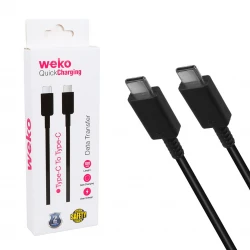 Weko Wk-26526 Type-C To Type-C 1 Metre 5A Si̇yah Şarj Kablosu