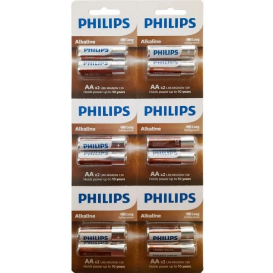 Philips Aa Alkali̇n Kalem Pi̇l 12Li̇ Kartela Philips Aa Alkali̇n Kalem Pi̇l 12Li̇ Kartela