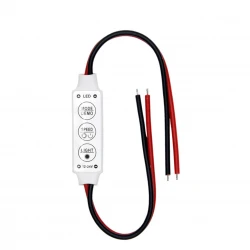 Mi̇ni̇ Üç Tuşlu Tek Renkli̇ 12 Volt - 24 Volt Led Kontrol Ci̇hazi ( Kirmizi- Si̇yah Kablo)