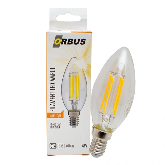 Orbus Orb-Bc3 Filament Bulb B35 E14 4 Watt 400 Lümen Sari Led Ampül Orbus Orb-Bc3 Filament Bulb B35 E14 4 Watt 400 Lümen Sari Led Ampül