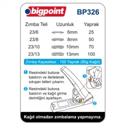 Bigpoint Zımba Makinesi Arşiv Tipi 100 Yaprak (%70 Güç Tasarruflu)
