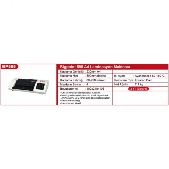 Bigpoint A4 Laminasyon Makinesi Bigpoint A4 Laminasyon Makinesi